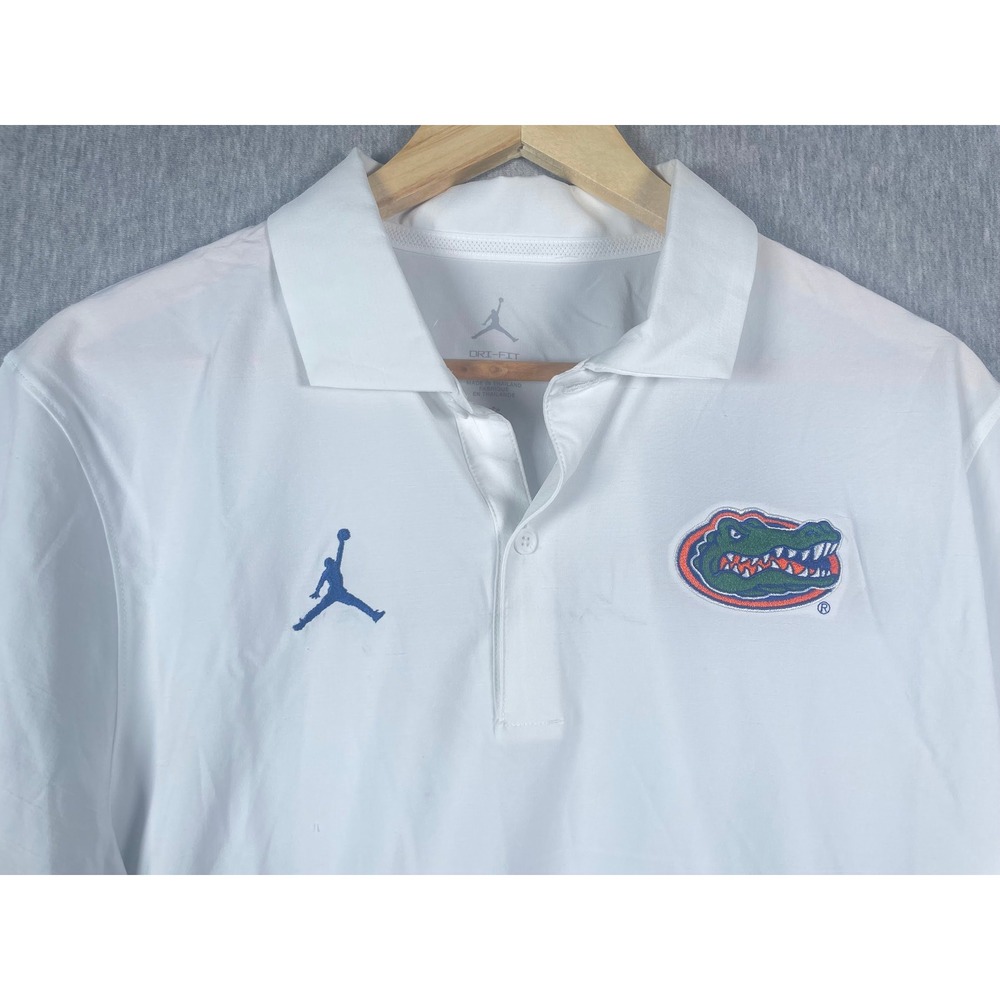 NWT Nike Jordan Florida Gators Mens Medium White Dri-FIT On Field Polo Shirt